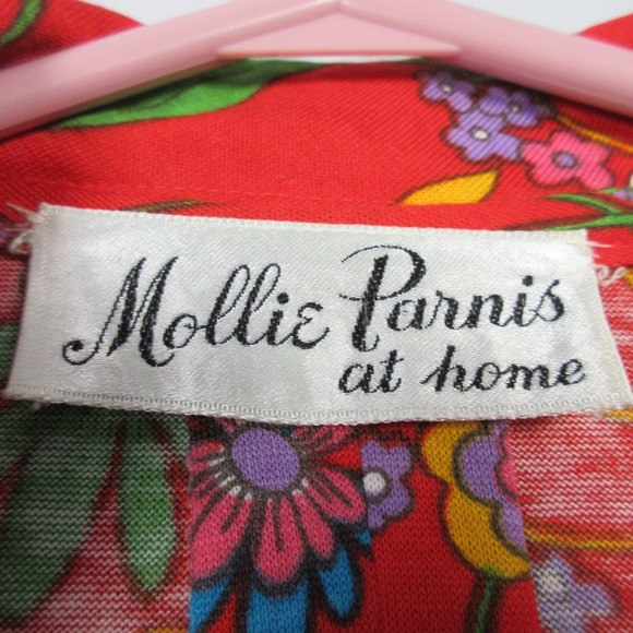 Mollie Parnis At Home Wrap Maxi Dress Day True Vintage Red Floral 70s Retro 612 - Picture 2 of 11